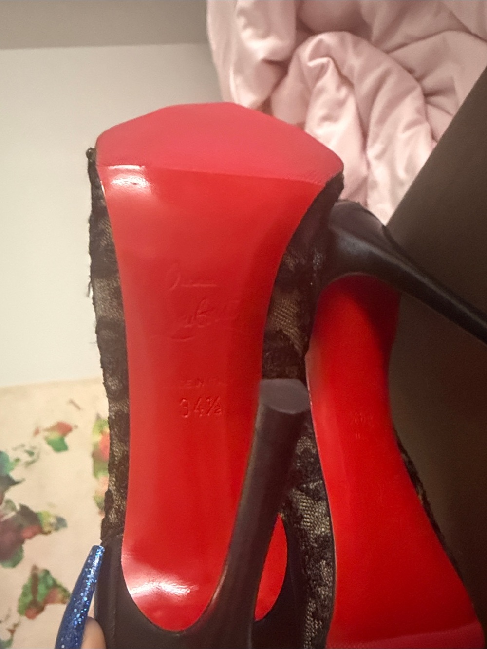 Christian Louboutin Black Lace Ankle Boots with Red Sole - Picture 5 of 7